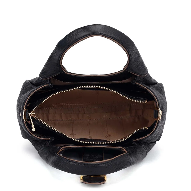 Da Milano Black Small Wax Leather Satchel - Black for Women | Best Price UAE